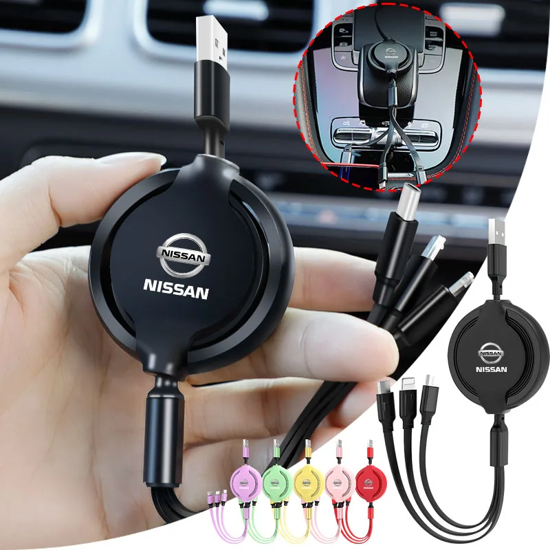 3 IN 1Fast Charging Phone Adapter USB Car Charger Car Emblem For Nissan Nismo GTR Tiida Teana X Trail T30 T32 Wheel Center Caps