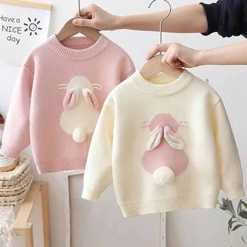 Kids Girls Sweater Rabbit Fashionable Little Girls Winter And Autumn Sweatshirts Children\'s Sweater Baby Knit