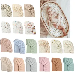 Detachable Baby Print Crib Sheet Bed Sheet Soft Cotton Fitted Cradle Cover with Stylish Print Muslin Cotton Baby Fitted Sheet