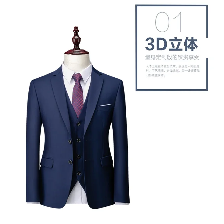 Herren Formeller Slim Fit Smoking Anzug Männlicher Bräutigam Hochzeitsanzug Hochwertige Trauzeugen Luxus Kleidung Business Bankett Party Anzug – Detail 2