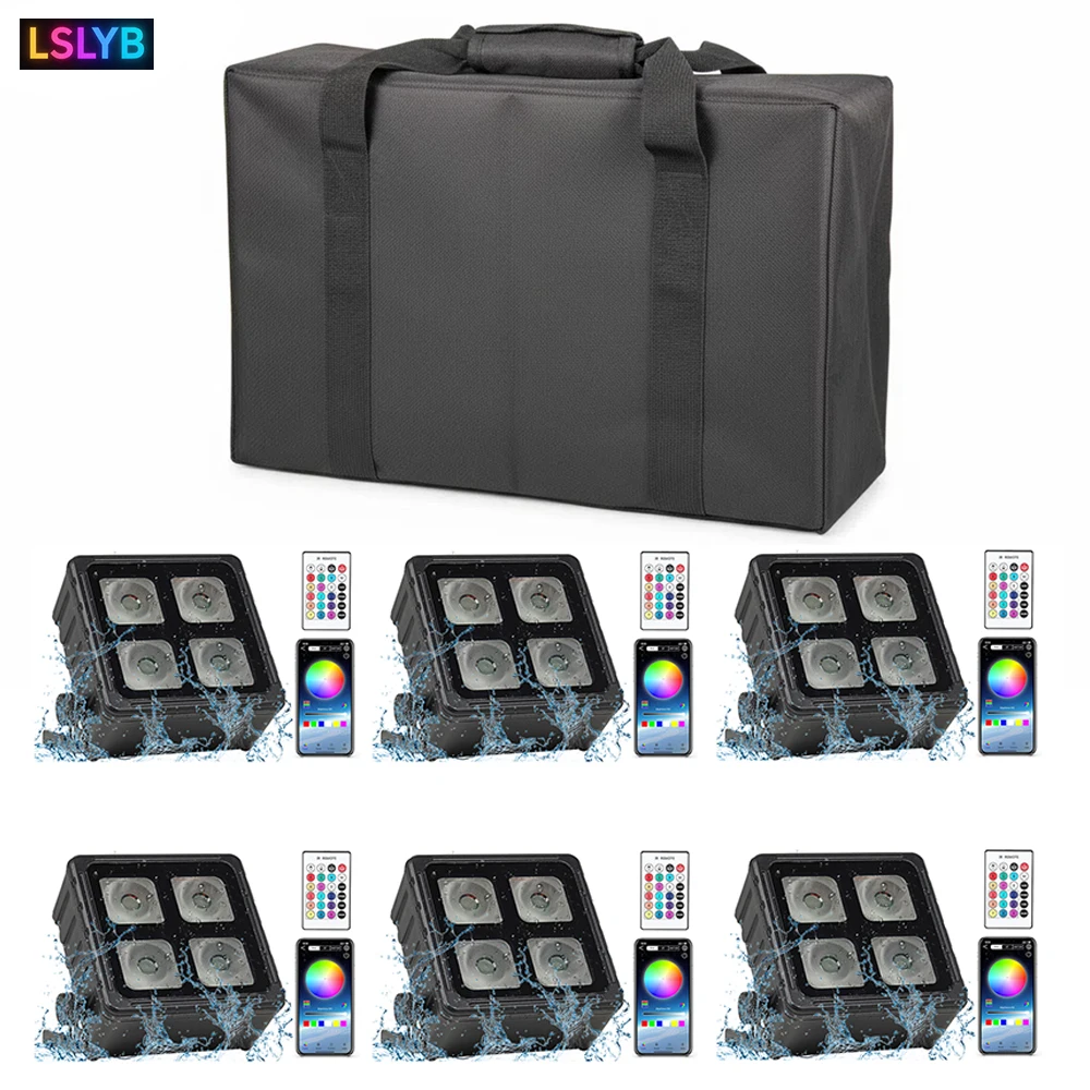 6 قطعة/المجموعة مع حقيبة يد IP65 قابلة للشحن Led ضوء المرحلة 4x18 واط RGBWA + UV 6in1 Led بطارية ضوء لاسلكي DMX512 لاسلكي عن بعد