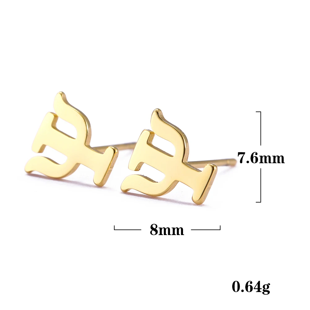 Sipuris Psychology Soul Symbol Mini Stud Earrings For Women  Gold Color Stainless Steel Funny Cute Jewelry Couple Gift Wholesale