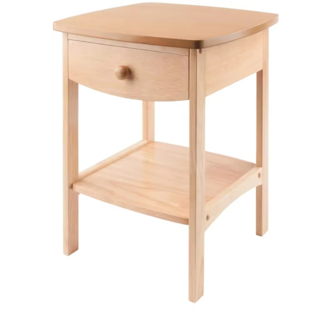 #Custom Wood Nightstand With Panel Design Contemporary Eco-Friendly Bedroom Storage 1 Drawer Multiple Colors