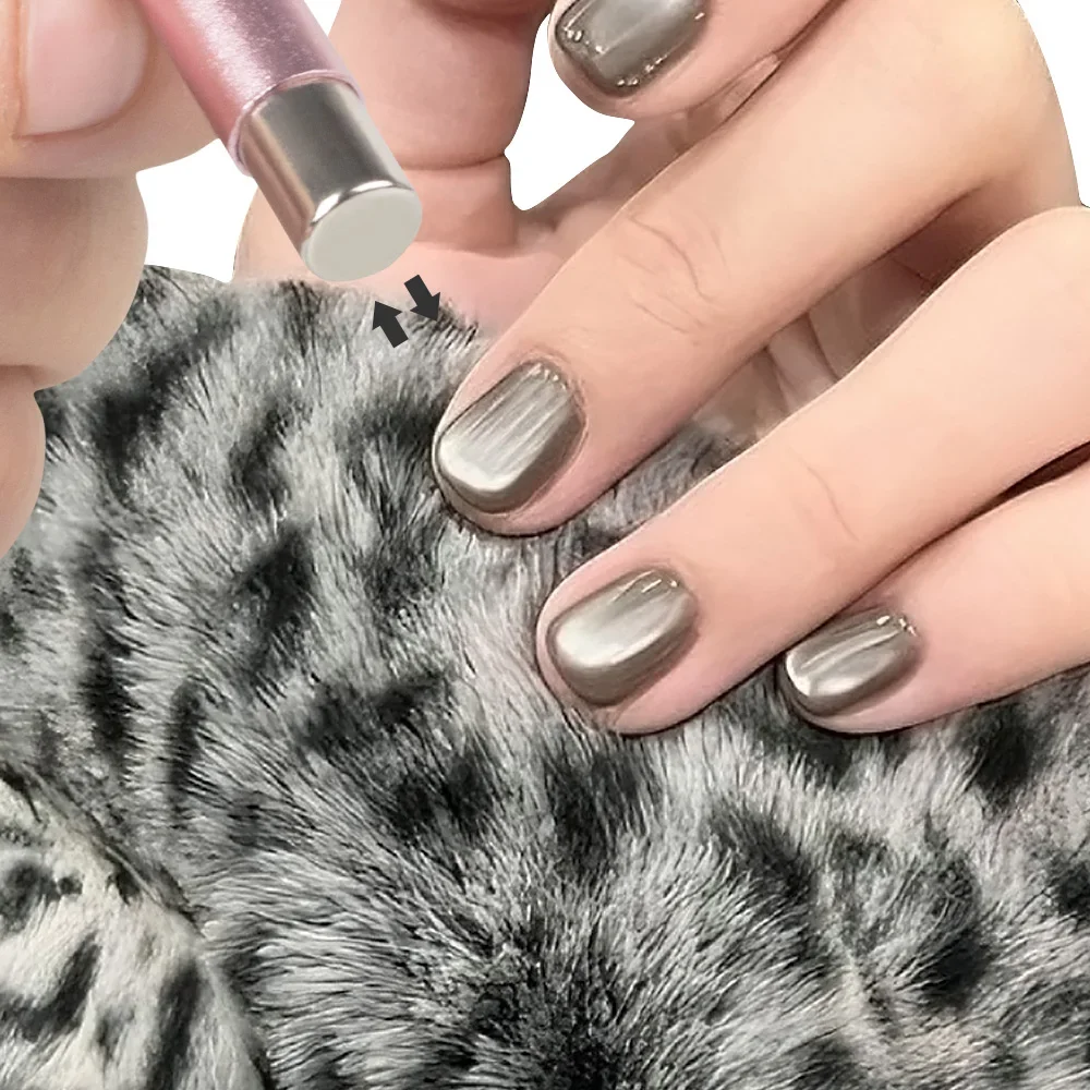 1 pçs dupla extremidade arte do prego vara magnética olho de gato bola magnética alça de alumínio cilíndrico uv gel ímã ferramentas manicure diy ferramenta