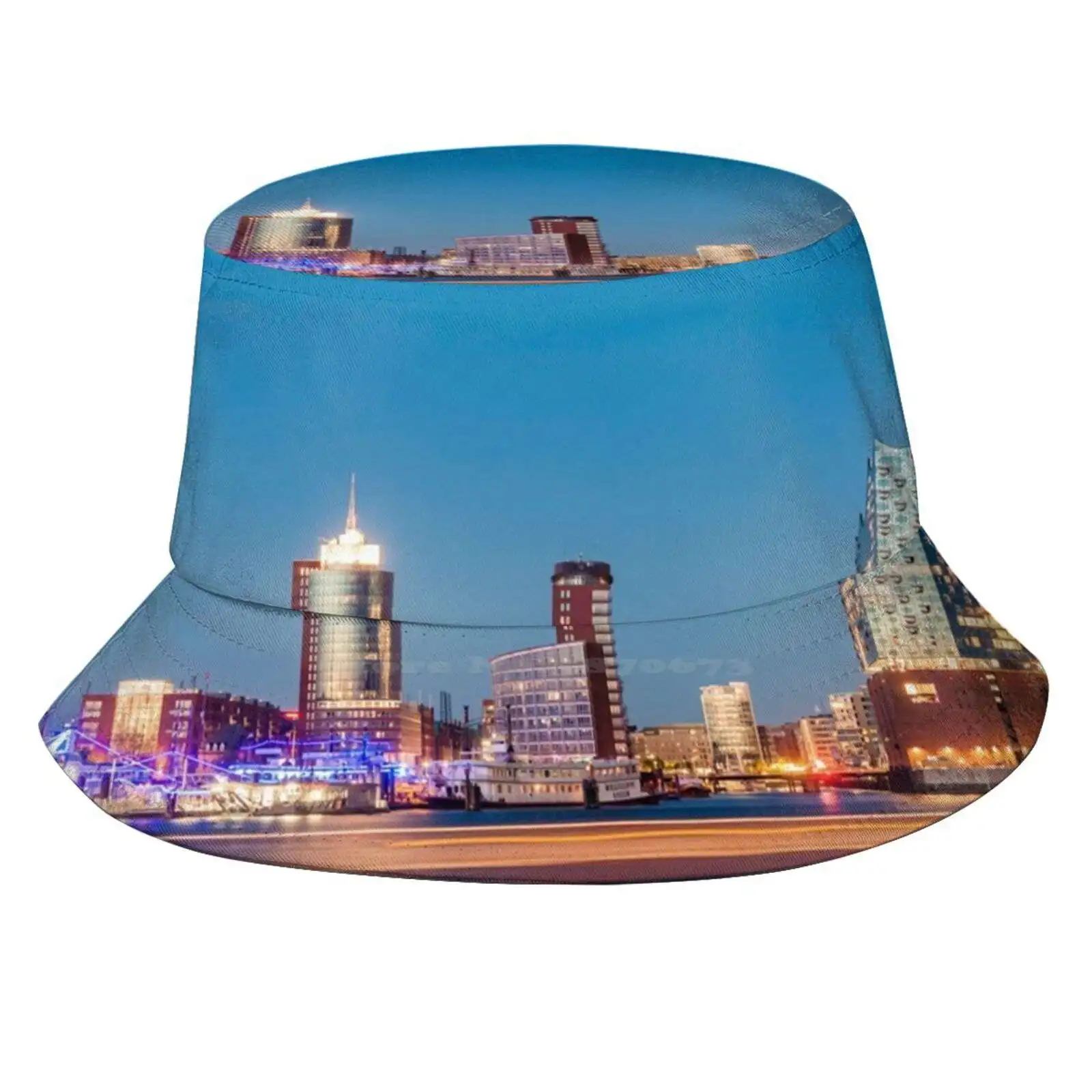 Elbphilharmonie In The Hafencity In Hamburg At Night Sun Cap Fisherman Hat Bucket Hats Elbe Philharmonic Hall Port Of Hamburg