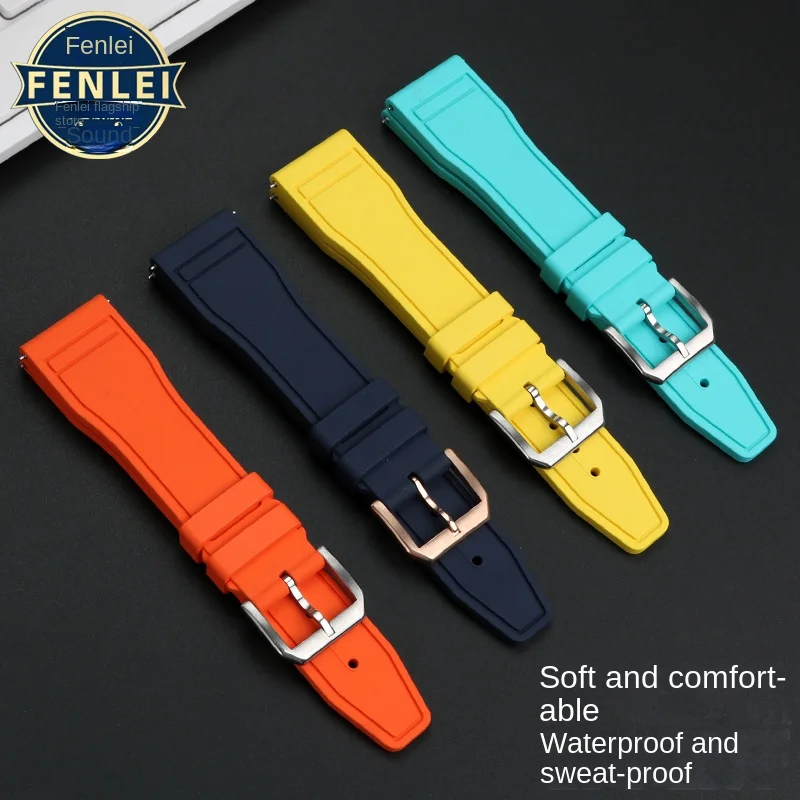 Fluororubber Bracelet 20 21MM 22MM For IWC Rubber Watch Strap Pilot AMG Mark 18 Little Prince P7 Botafeno Men's Viton Watch band