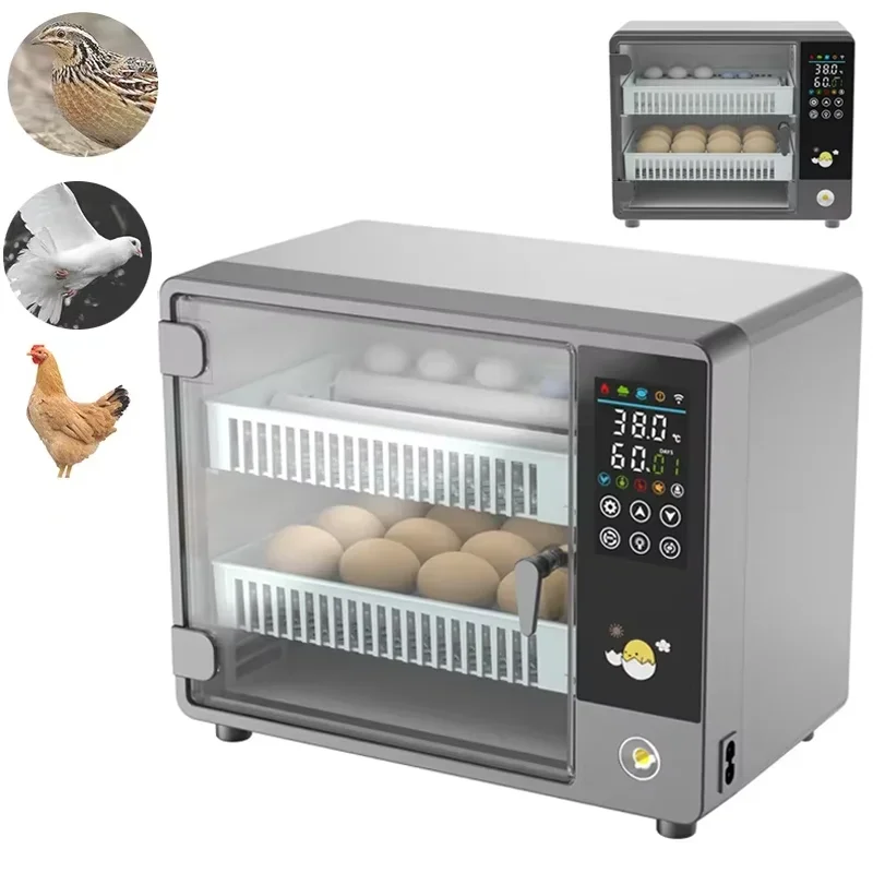 Incubadora de Huevos Automática Inteligente con Control Digital de Temperatura y Humedad, Giro Automático para Aves de Corral, Pollos, Patos y Gansos