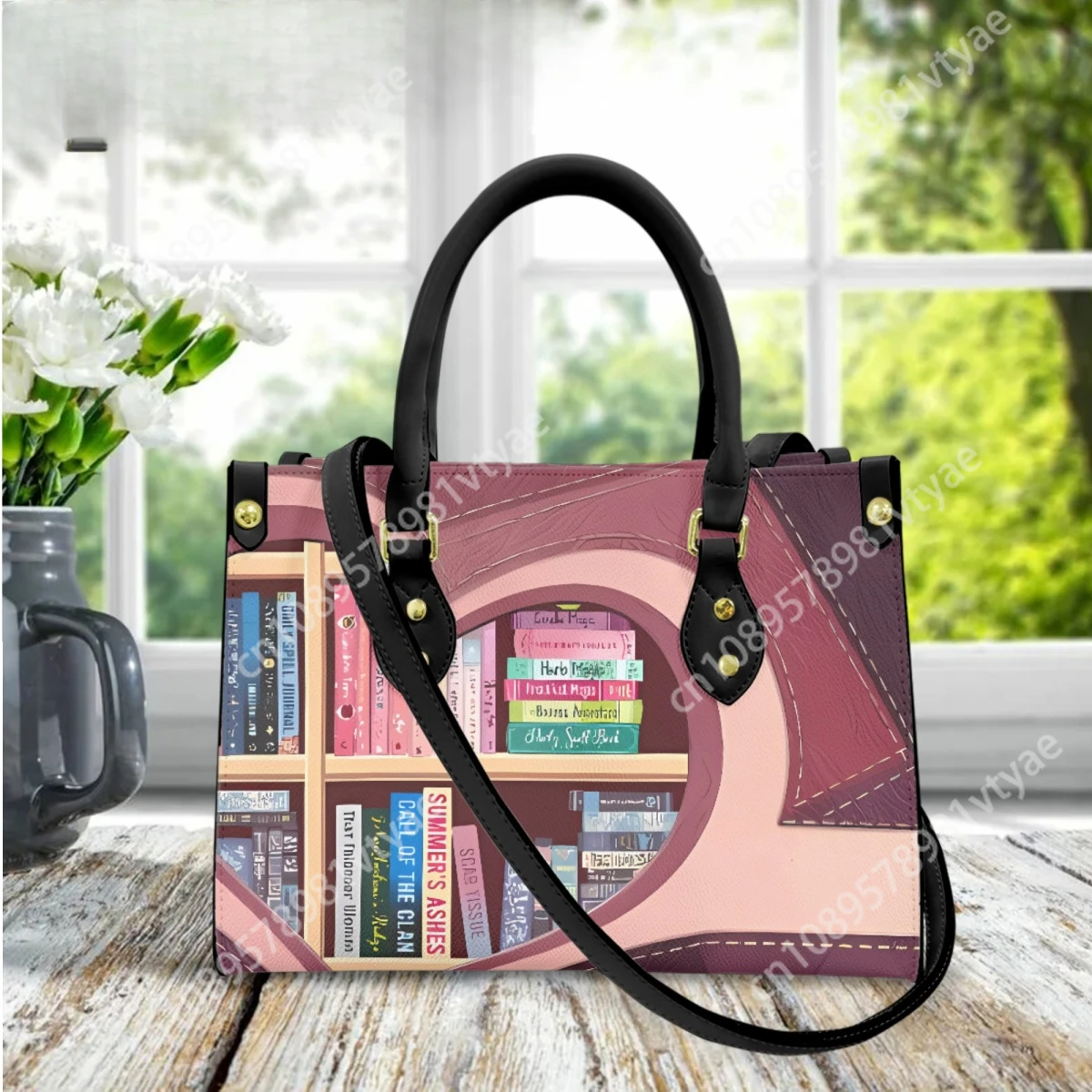 

Book Design Top Handle Shoulder Bag College Student Fashion Casual Clutch Portable Small Coin Purse Handbags Book Club Gift New