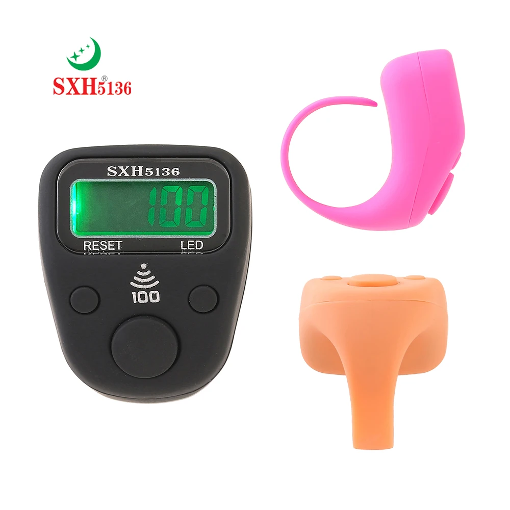 SXH5136 nouveau modèle LCD compteur de bagues avec 100 sons de bip et lumière LED prier Tasbeeh Zikr anneau musulman numérique Tasbih