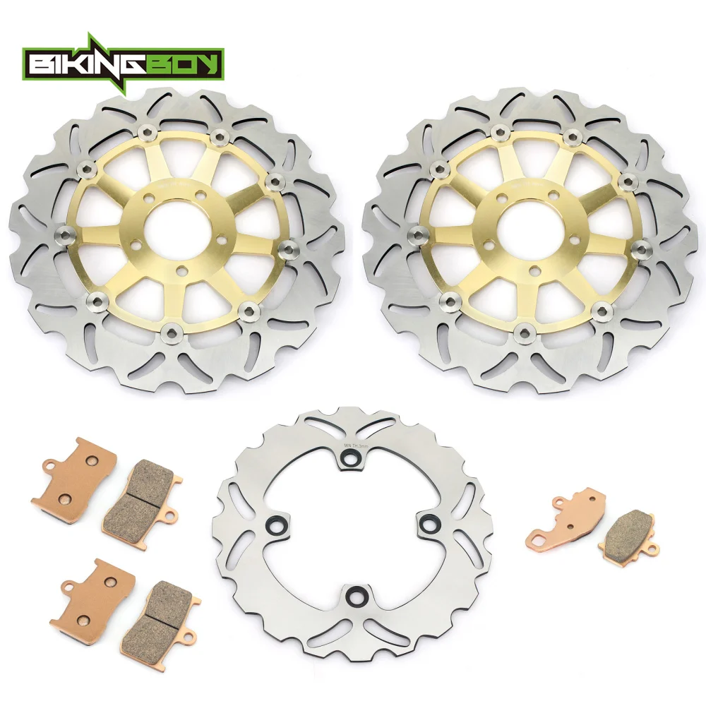 BIKINGBOY Front Rear Brake Discs Disks Rotors + Pads For Kawasaki Z 1000 03 04 05 06 ZR1000 A1 A2 A3 A6F 300mm 220mm Full Set