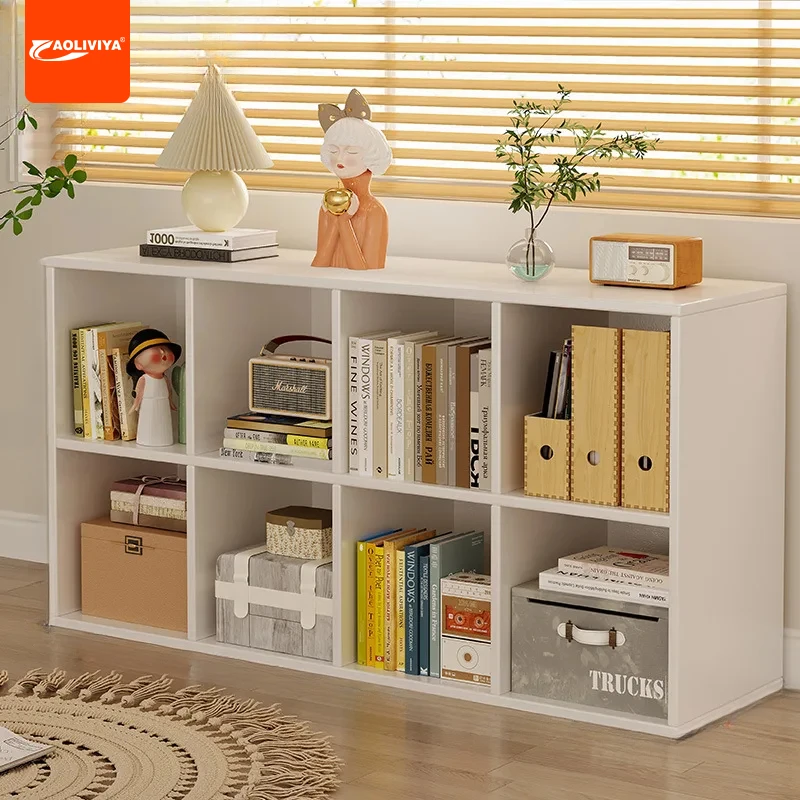 AOLIVIYA Living Room Bookcase Shelf Floor-to-ceiling Household Low Cabinet Student Storage Cabinet Eight-grid Cabinet Combinatio