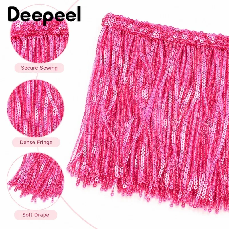 1/2/5/10Yards 17cm Sequin Tassel Fringe Trim Latin Dance Skirt Edging Stage Costume Shimmer Lace Performance Dress Sewing Decor