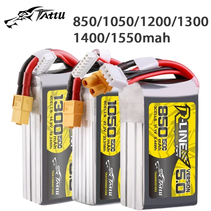 2Pcs TATTU-R-LINE 5.0 150C Lipo Battery 850/1050/1200/1300/1400/1550mAh  For RC FPV Airplane Quadcopter Helicopter Drone Parts