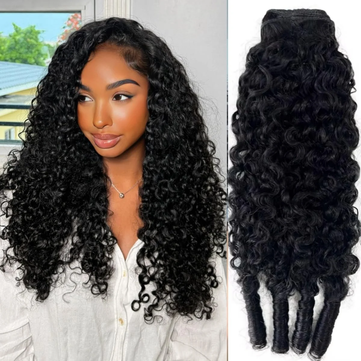 

Burmese Curly Bundles Human Hair 3C4A Water Wave Quick Weave with Spiral Curly End 100% Unprocessed Kinky Curly Human Bundles