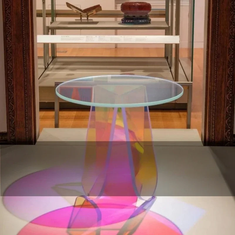 

Glass sofa small side table, furniture round table living room balcony rainbow coffee table modern GLAS corner table