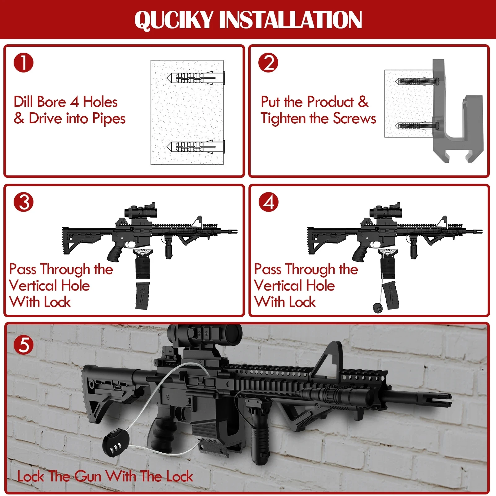 Nowy uchwyt ścienny AR15 ABS haczyk pistolet Airsoft akcesoria polujące na AR10 AK47 m4. 223 karabin 556 z pmagiem 300Lbs CS