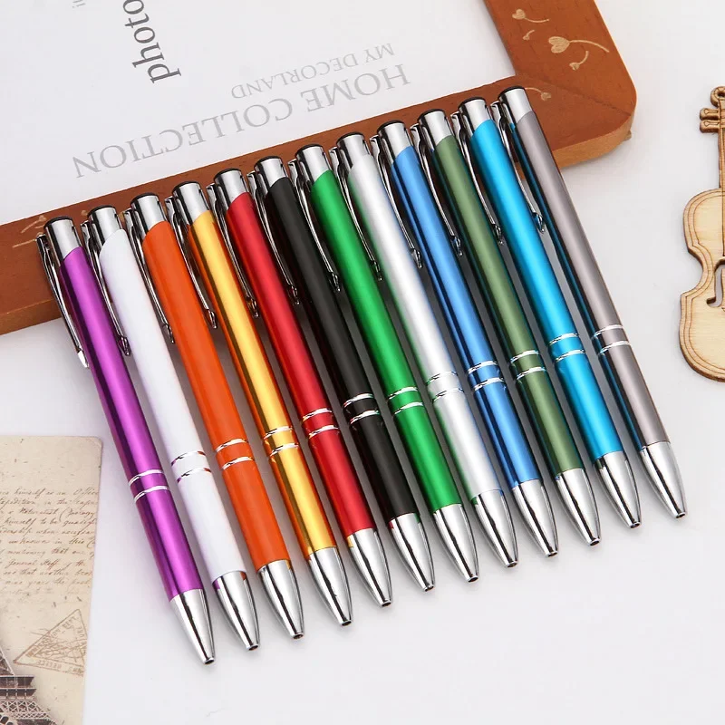 24pcs Creative Stationery Push Ball Point  Metal  Aluminum Rod  Metal Ball Point