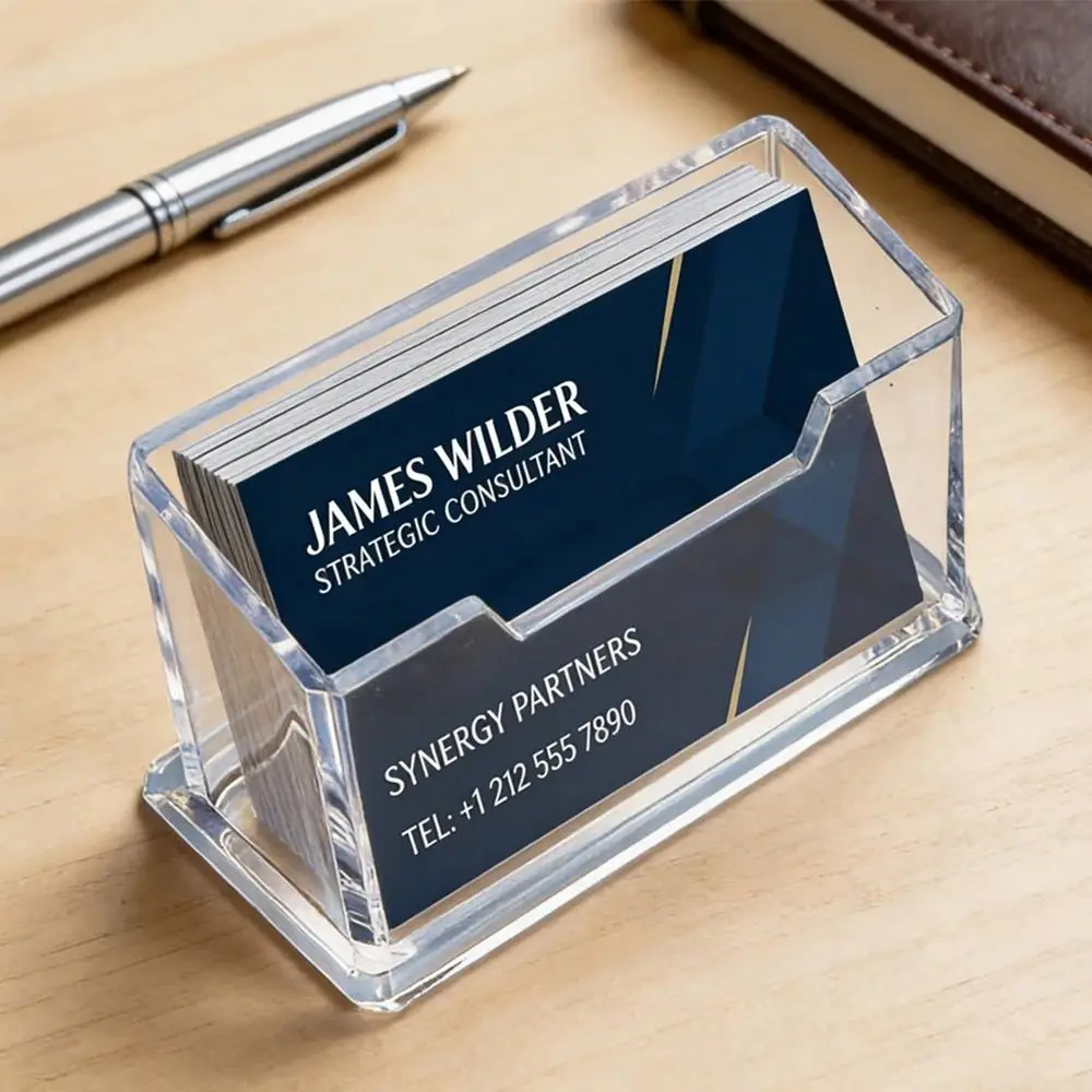 Durable Clear Acrylic Business Card Holder Thickened Single Layer Card Display Box Business Card Display Stand Hotel Desktop