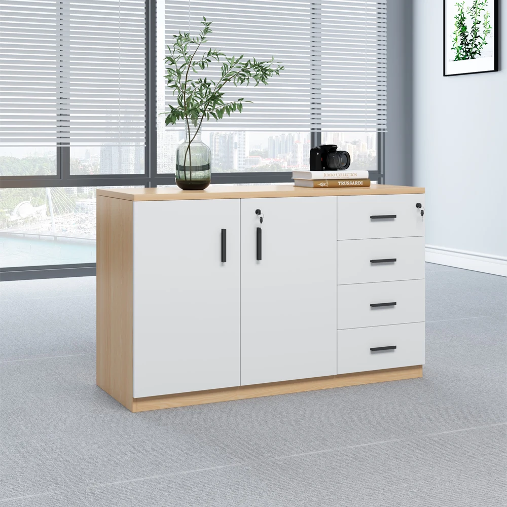 Modern 21-26 Wooden Panel Doors (80 Cm) 20 Steel File Cabinets (100Cm*280Cm) 5 Credenza (75Cm*200Cm) Drawer for Home Office