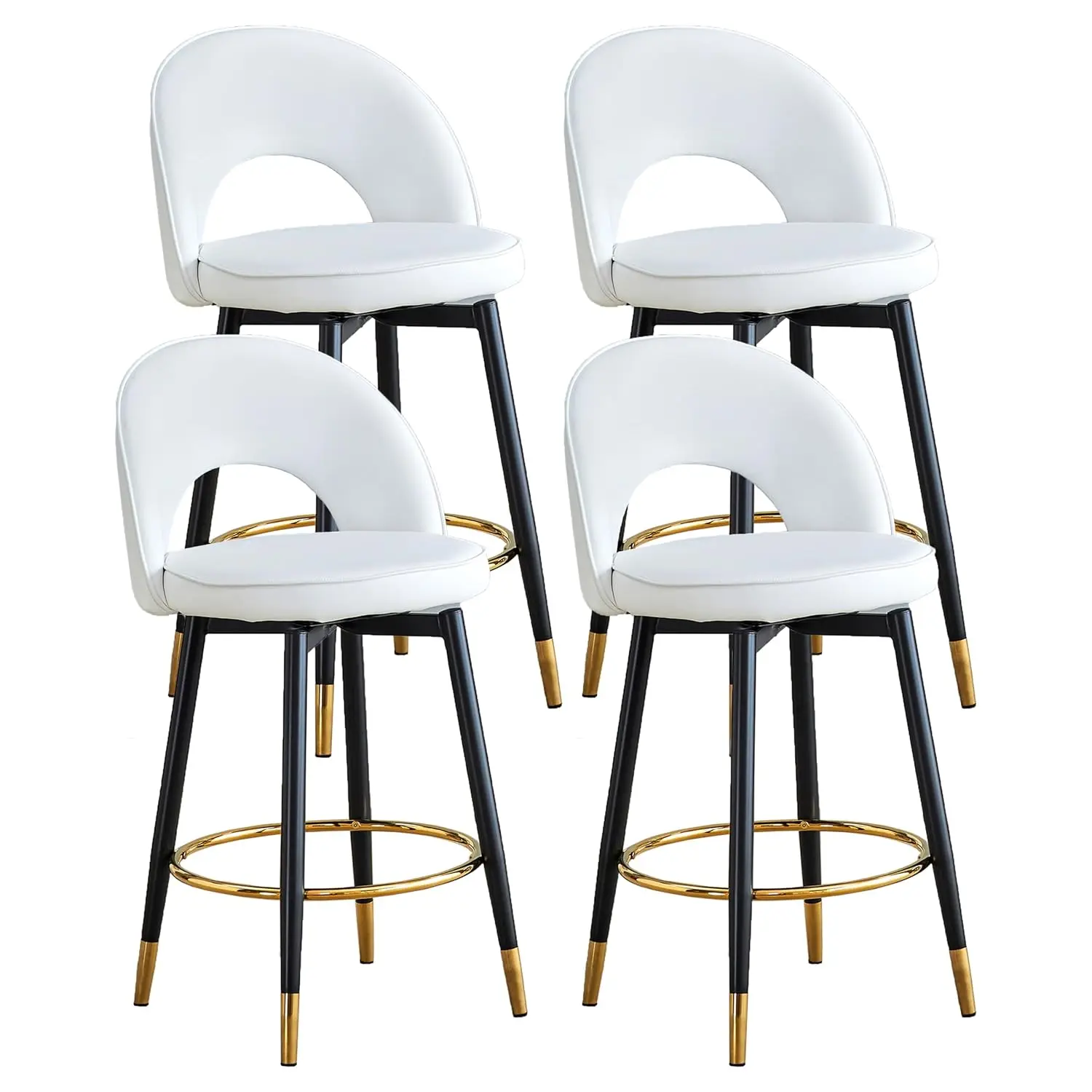 

С мягкой подкладкой из ПУ, 360 градусов ° Вращающиеся барные стулья (4 шт.) с металлическим каркасом и спинкой, фиксированной высоты, для кухни, столовой, паба, на заказ