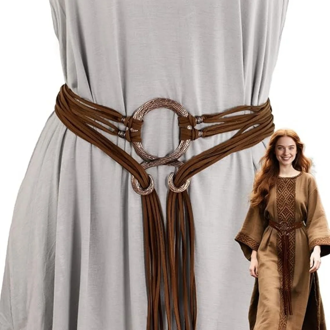 Pas ze sznurka wikingów - Kostium wikingów damski średniowieczny pas z krzyżem trolla akcesoria wiedźmy Halloween Cosplay
