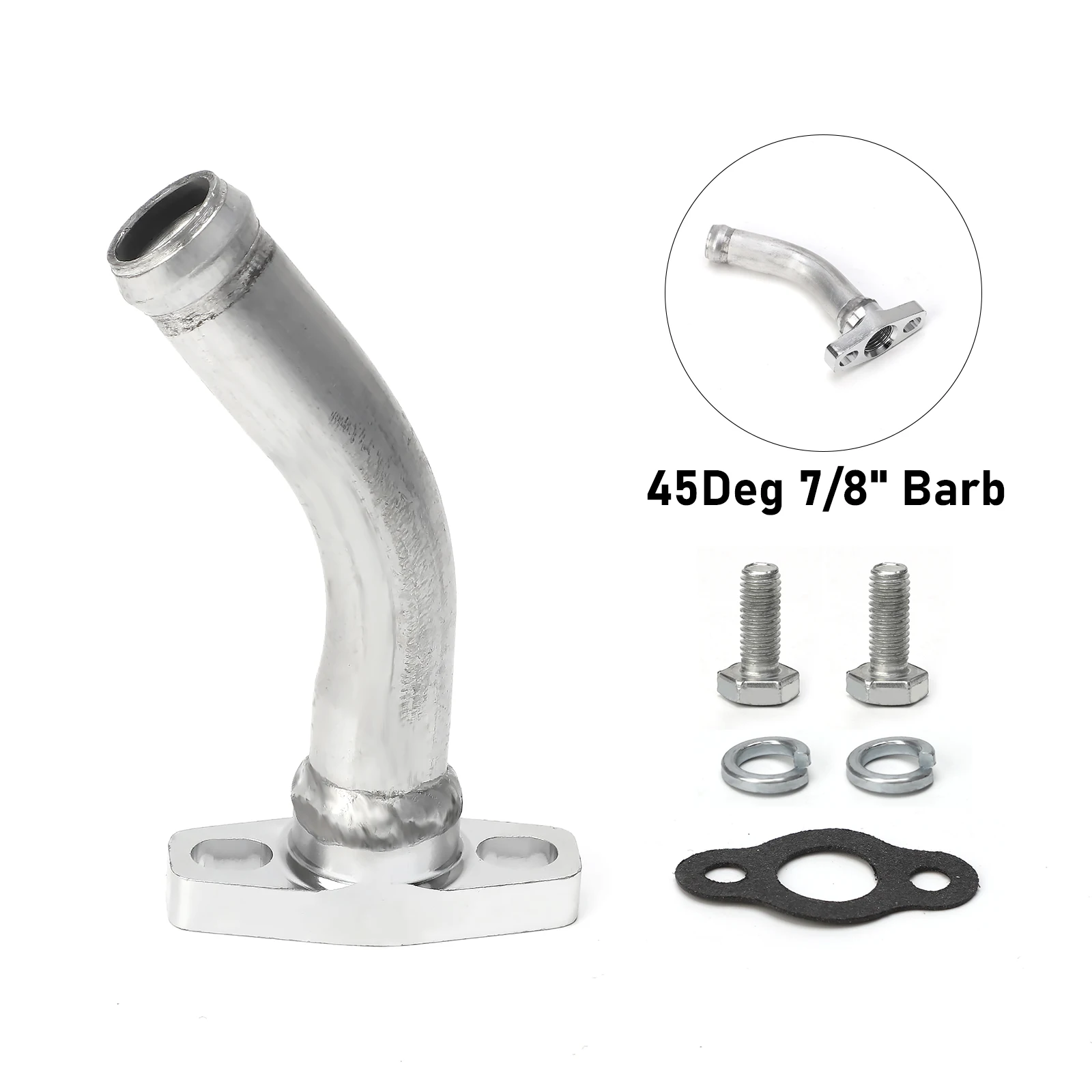 For GT25R GT28R GT30R GT35R GT3076R Silver ball bearing turbocharger 45 Degree Aluminium Alloy Turbo Oil Drain/Return Pipe Kit
