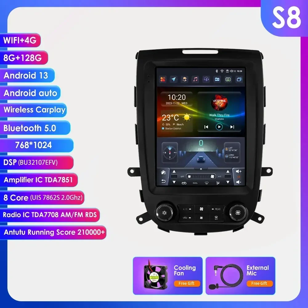 9,7'' 7862 8-core 360 ° Draadloze CarPlay Android autoradio voor Hyundai Santa Fe 2 2006-2012 GPS Multimedia Stereo Head Unit