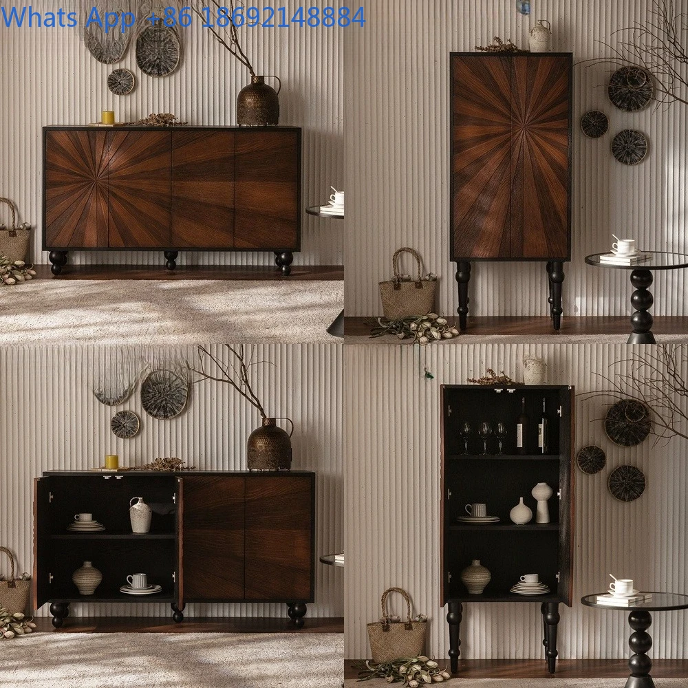 Vintage Style Living Room Cabinet Set Rustic Entryway Storage Chest Decorative Furniture