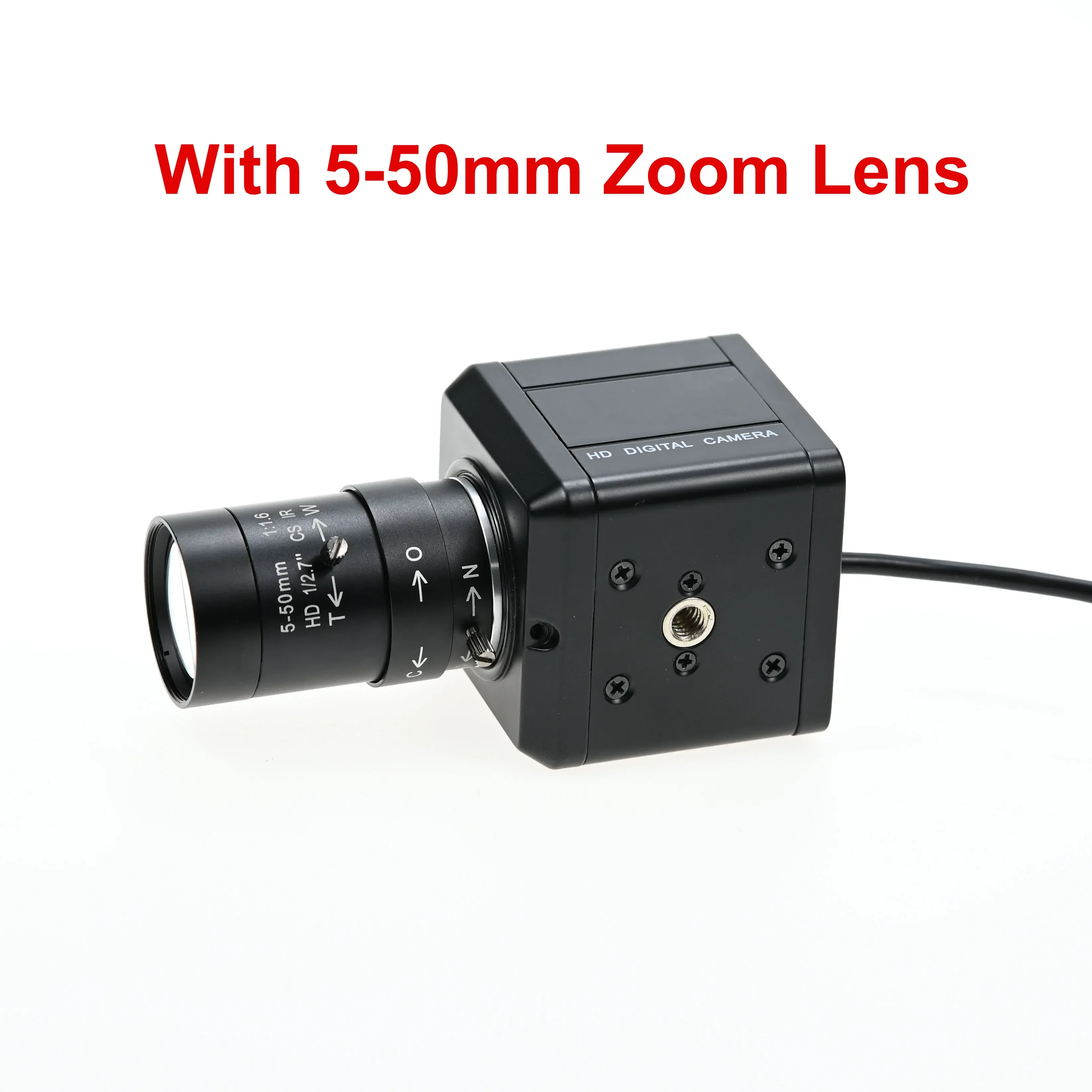 2MP 60fps Global Shutter Camera,Monochrome,Housing Webcam USB Drive Free,With 5-50mm 2.8-12mm Manual Zoom CS Lens,1600x1200