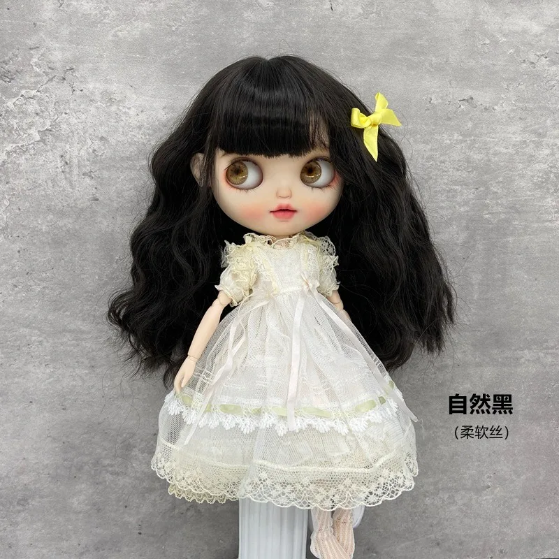 BJD SD Doll Girl DIY Makeup Accessories 2D Doll Dress Up Soft High Temperature Silk Wig Big Head Doll Making Synthetic Wig Cover