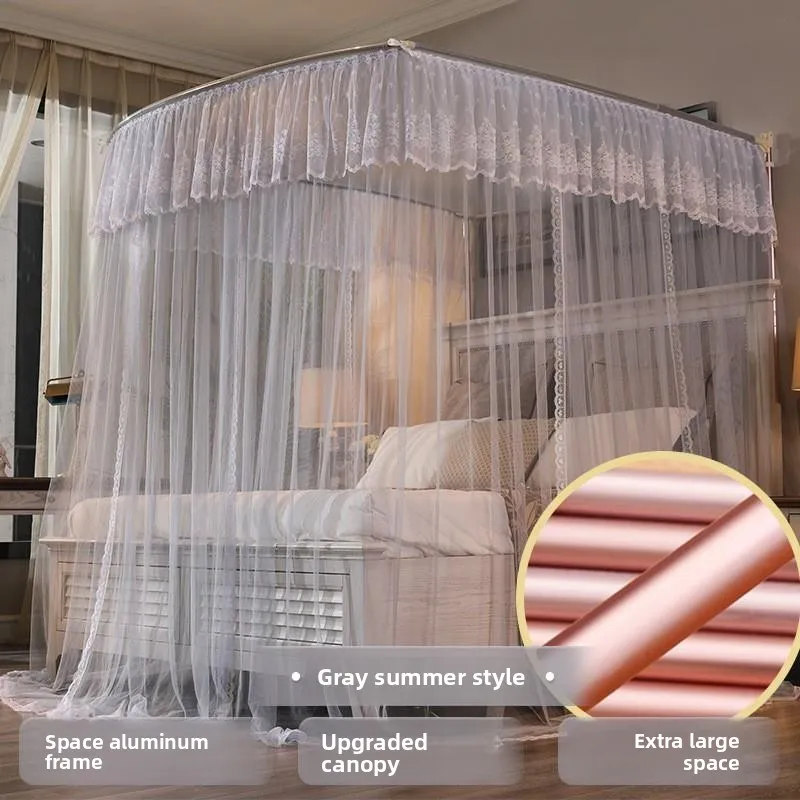 Retractable U-Shaped Mosquito Net Floor Standing Fishing Rod Stand Thickened Bracket  Double 15m 18m Bed Mosquito Net