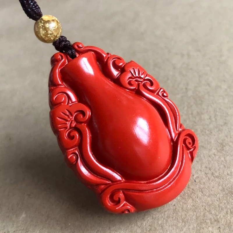 High content cinnabar net vase for men and women, pendants, solid marriage, prosperous couples, ruyi bottles, necklace vases