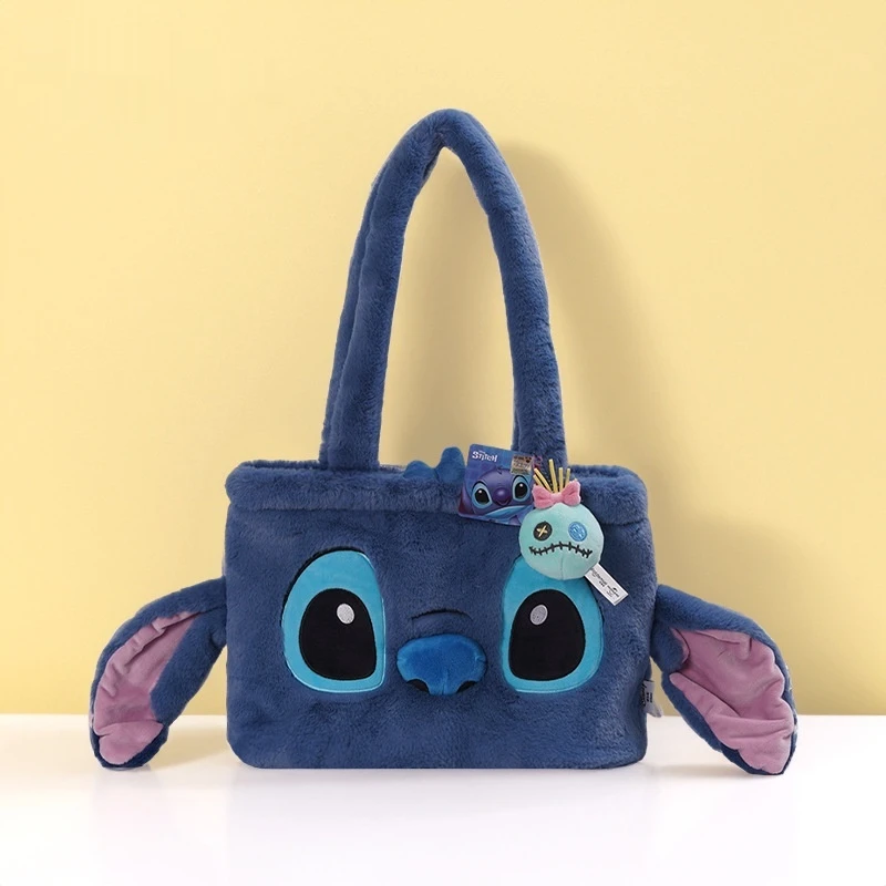 Lotso Stitch bolso de hombro de gran capacidad Kawaii Otoño/Invierno nuevo Stitch Winnie Bears bolso de viaje de felpa lindo cumpleaños práctico