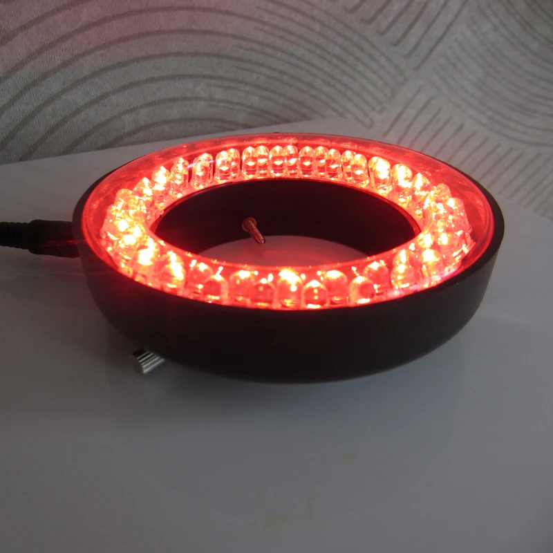 Luces de Color azul-60 piezas LED, lámpara de anillo iluminada de brillo ajustable con adaptador de 220V o 110V para microscopio ESTÉREO