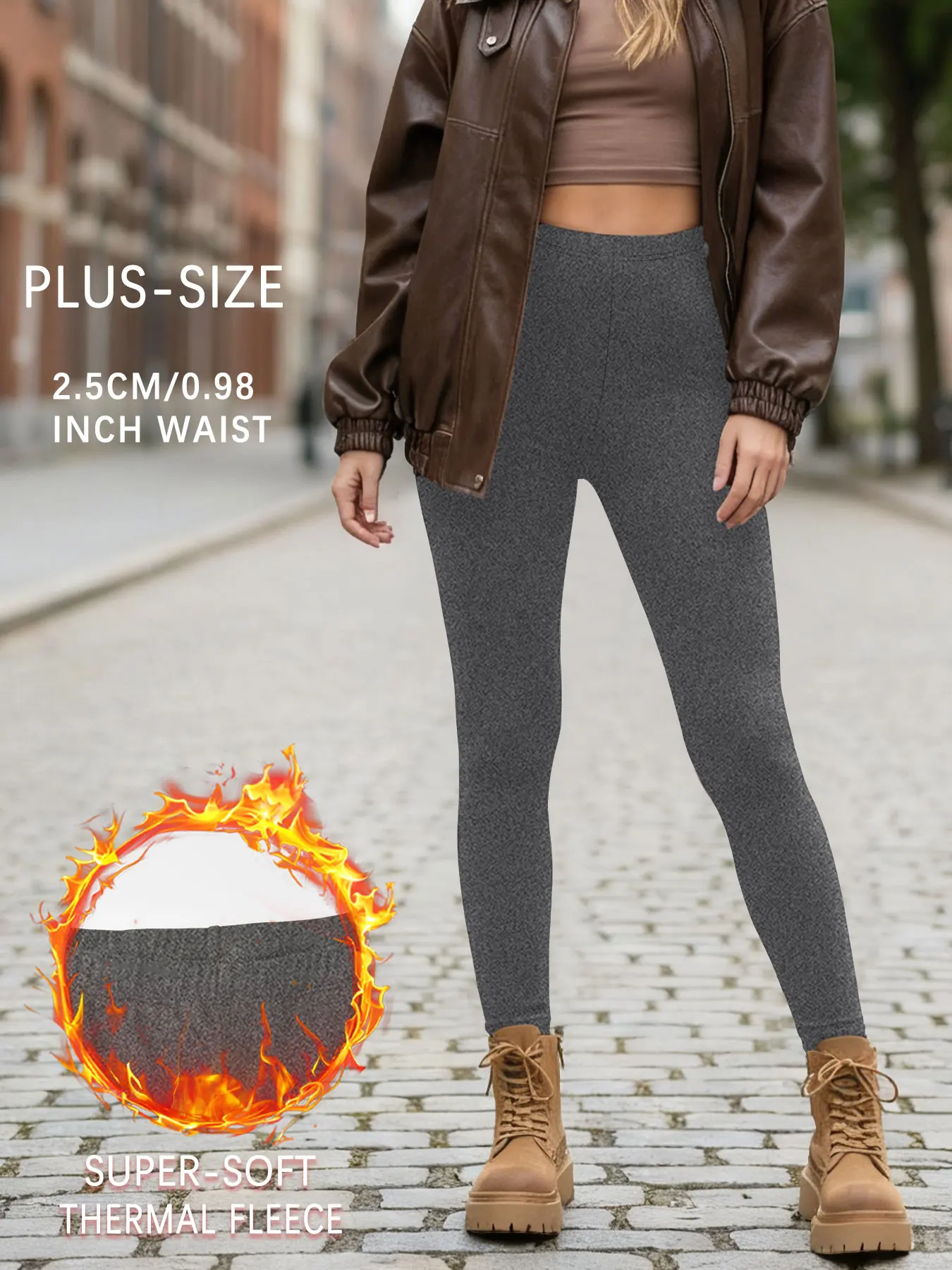 Übergrößen-Leggings mit superweichem Fleecefutter für Damen, Thermo-Warmhosen für Workout, Yoga und Laufen im kalten Winter. – Detail 8