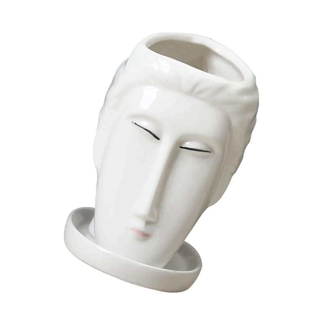 

Креативный керамический цветочный горшок в форме человеческой головы для суккулентов и небольших растений, декор для рабочего стола, подоконника, книжной полки, подарок, украшение для дома и сада
