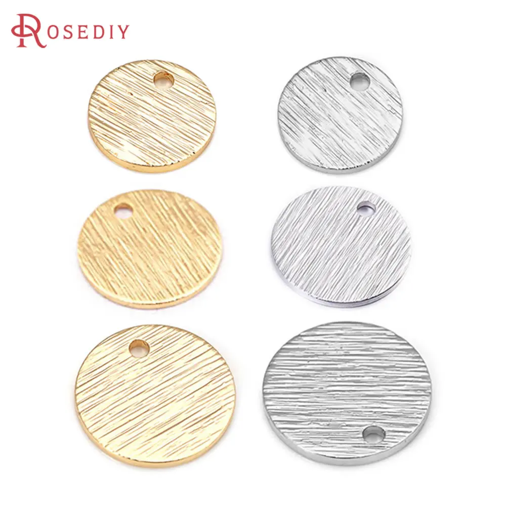 18K Gold Color Brass Striped Round Disk Charms High Quality Diy Jewelry Making Supplies Necklace Earrings Accessories for Women