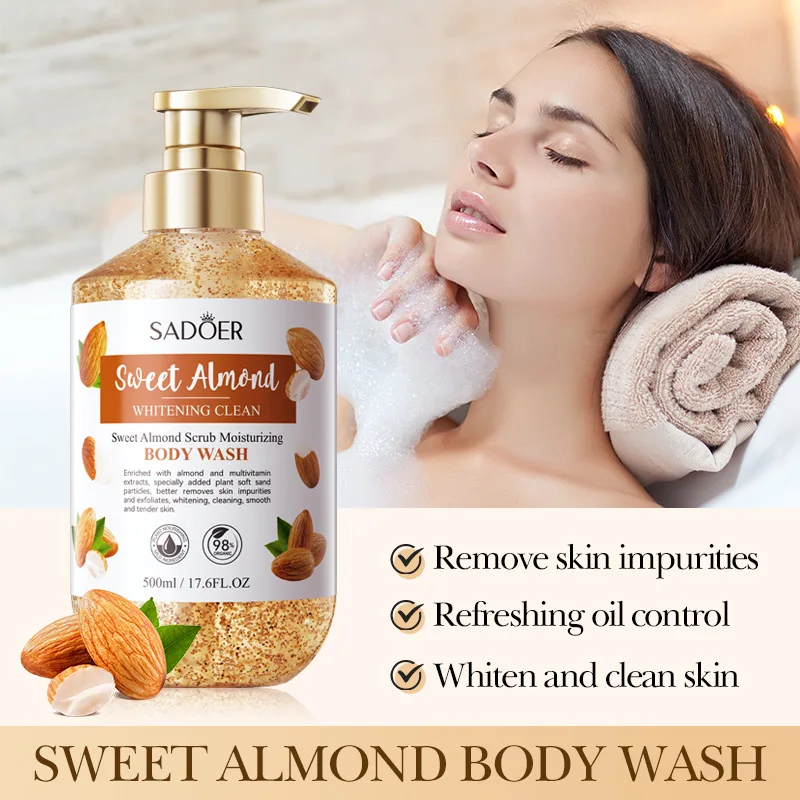 500ml Sweet Almond Scrub Whitening and Cleansing Shower Gel Body Wash Bath and Body Works