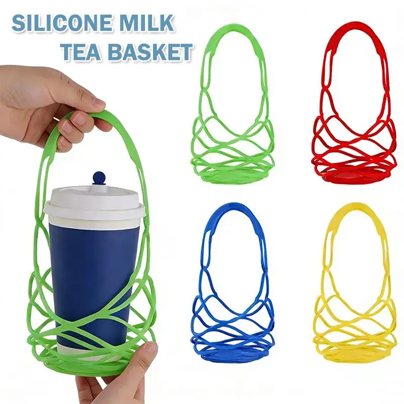 Creative Hollow Out Milk Tea Bag Silicone Reusable Coffee Cup Pouch Portable Drink Carrier for Events and Parties