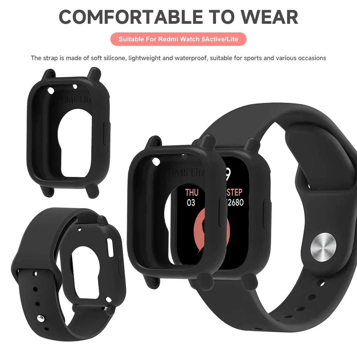 Weiches Silikonarmband + TPU-Gehäuse für Redmi Watch 5 Active Protector Sporthülle für Xiaomi Redmi Watch 5 Lite Armbandzubehör
