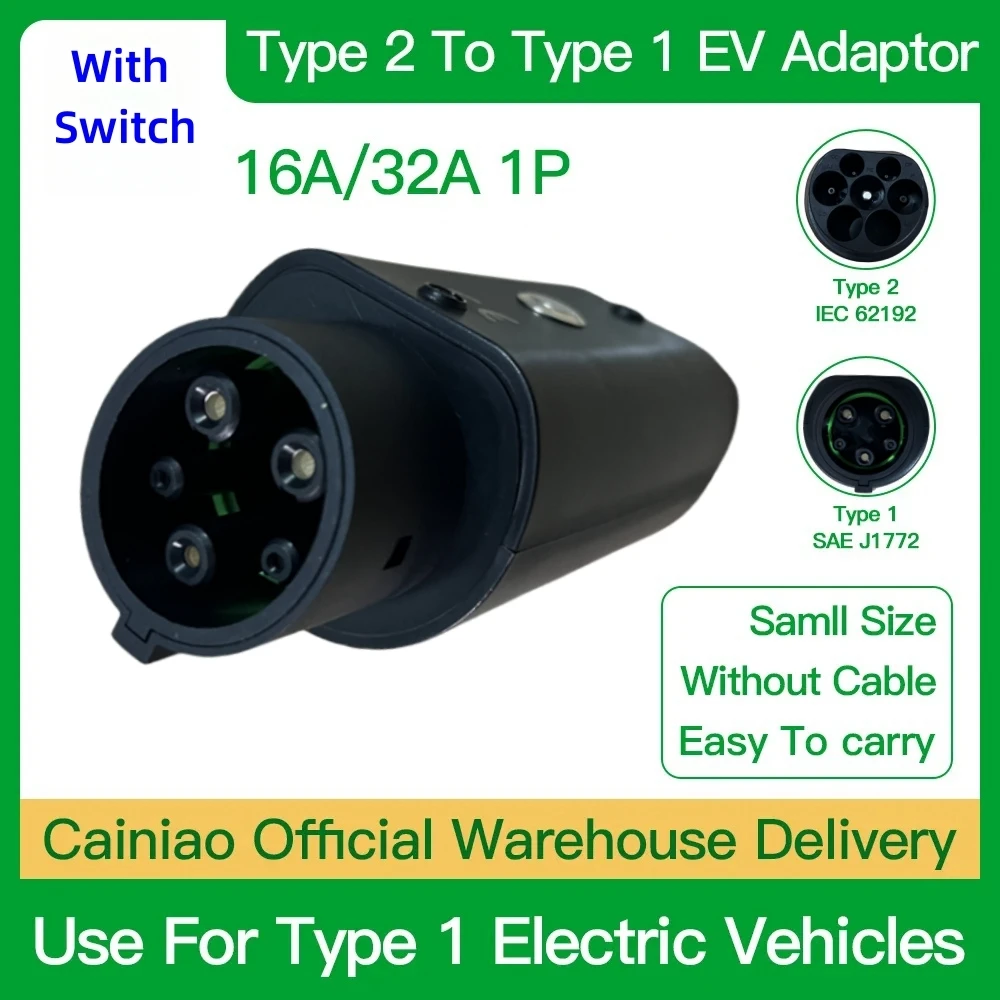 Adaptador tipo 2a GBT para carga de coches eléctricos, 32A, iec 62196 a tipo 1, J1772, tipo 2a tipo 1, EV, 220V