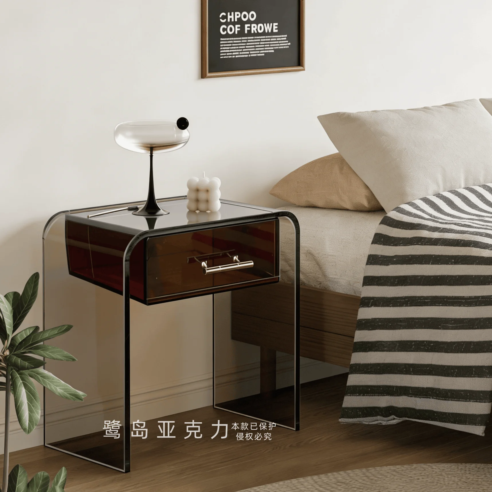Light luxury bedside table, household bedroom, minimalist new medium and ancient style, advanced niche design sense, alternative