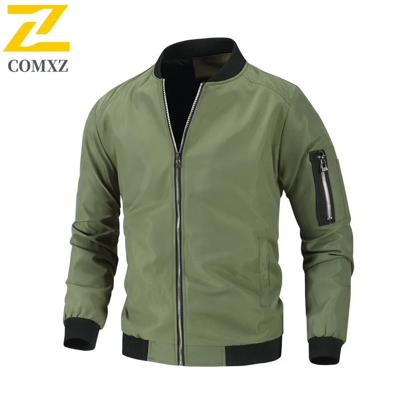 COMXZ 2025 جديد الرجال سترة الوقوف طوق تصميم تسلق ارتداء مقاومة دراجة نارية معطف أنيق رحلة ضوء الخريف ملابس خارجية #4