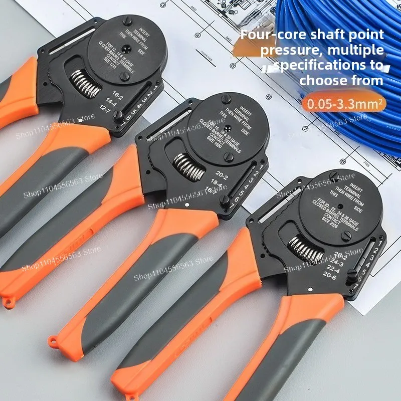 Four Mandrel Crimping Pliers for Aviation Connector Pins, J599 Male & Female Contact Crimper, Test Probe Terminal Crimp Tool