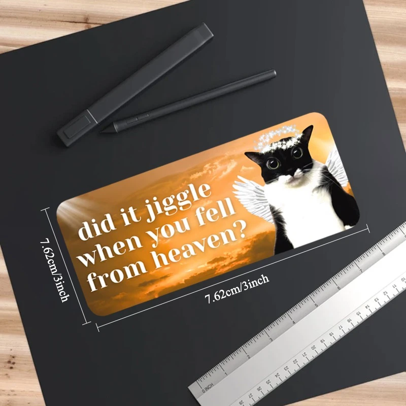 Did It Jiggle When You Fell From Heaven Angel Cat Meme Bumper Sticker Waterproof Vinyl Car Decal Funny Gen Z Gift For Drivers