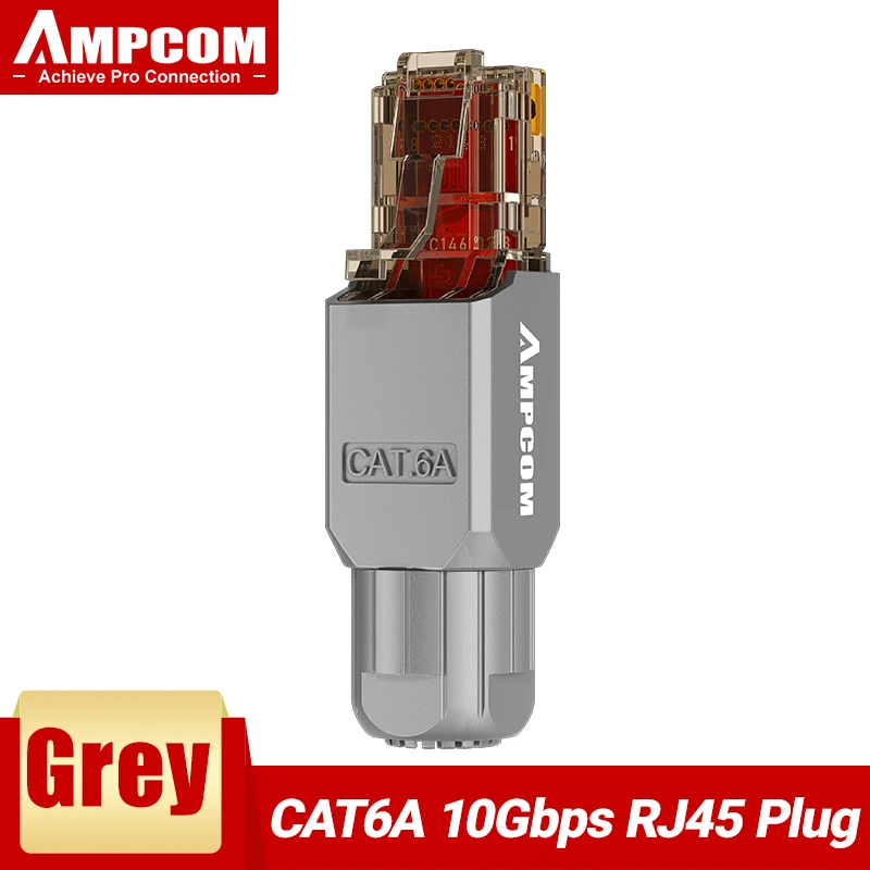 AMPCOM gereedschapsvrije RJ45-connector, geen krimpgereedschap minder UTP 1000 Mbps CAT6/CAT6A modulaire stekker voor gestrande solid Lan Ethernet-kabel