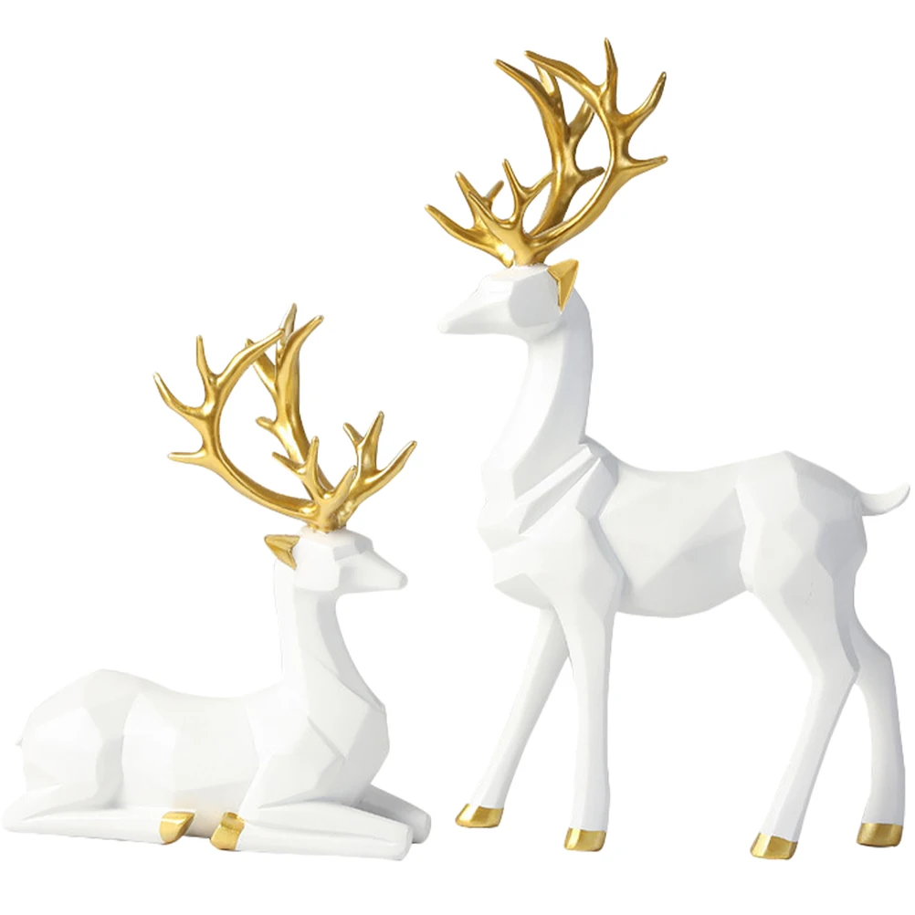 2 Pcs Room Decor Deer Statue Reindeer Cute Kids Room Decor Sculptures Kawaii Sculptures Christmas Home Decoration Fawn Figurines