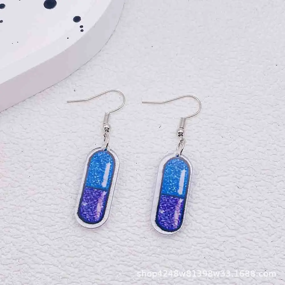 أقراط أكريليك للنساء ، مجوهرات يوم الممرضات ، حبوب طبية ، ترمزي مطبوع ، بيع بالجملة ، جديد