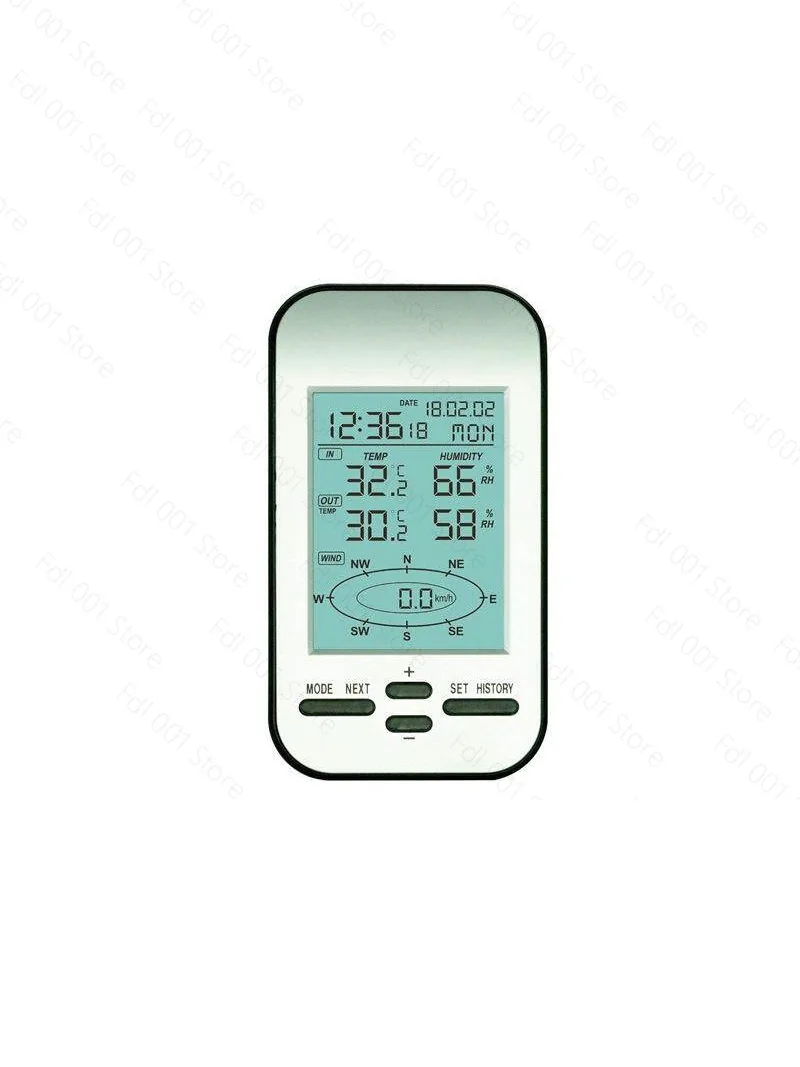 Premium Wireless Anemometer Weather Station Clock, Wind Speed Direction Temperature Humidity Meter WS0232
