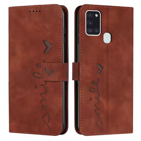 For Samsung Galaxy A21S Core Phone Case, Love Silicone Flap Leather Case